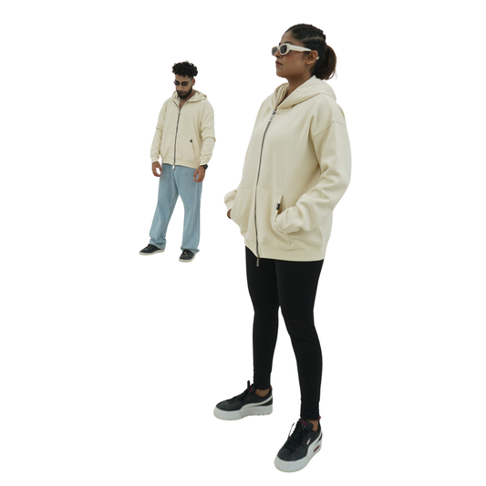 Zipper Hoddies - Cream